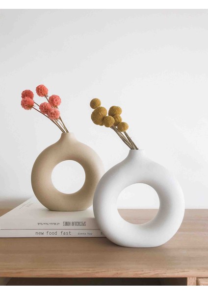 Bohem Halka Vazo 2'li Set Pampas Vazo