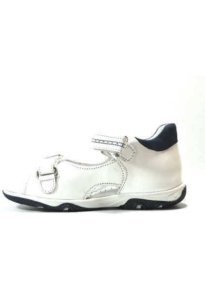 2001 Hakiki Deri Beyaz & Gri Ortopedik Erkek Bebek Sandalet modelleri