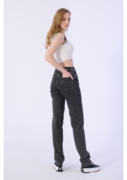 Straıght Mıd Waıst Düz Denim Pantolon Kadın modelleri