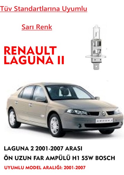 Laguna 2 2001-2007 Arası Ön Uzun Far Ampülü Sarı 55W