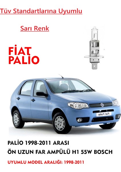 Palio 1998-2011 Arası Ön Uzun Far Ampülü Sarı 55W