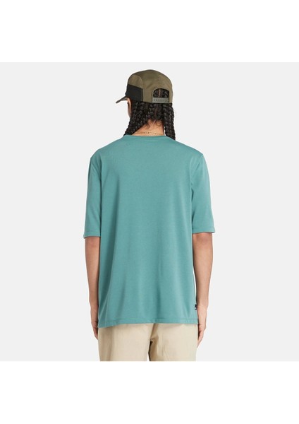 Anti Uv Outdoor Graphic Erkek Turkuaz Yuvarlak Yaka Tişört modelleri