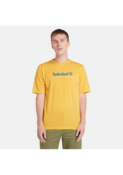 Anti Uv Outdoor Graphic Erkek Sarı Yuvarlak Yaka Tişört