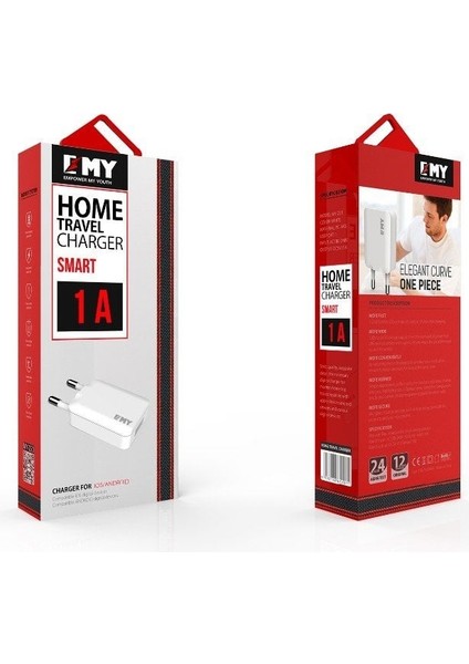My-223 Android Şarj Aleti USB Çıkışlı Samsung Galaxy S3/4/5/6/7, LG G3/4, Sony Xperia Serisi uyumlu