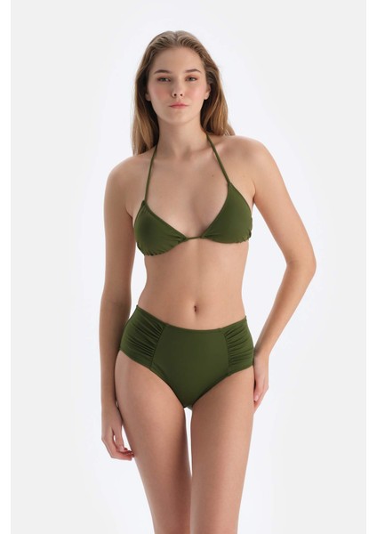 Haki Üçgen Küçük Bikini Üst