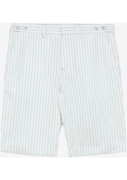 Ekru Erkek Basic Çizgili Bermuda Şort F4SM-SHT 0737