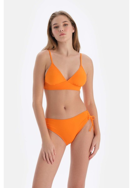 Turuncu Yanı Büzgülü Bikini Alt