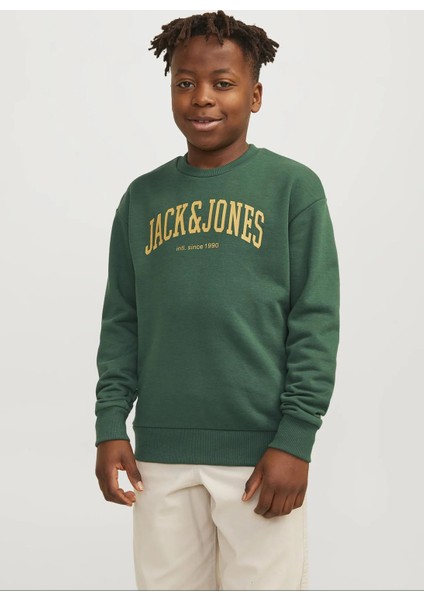 Baskılı Erkek Çocuk Koyu Yeşil Sweatshırt Jjejosh Sweat Crew Neck Noos Jnr