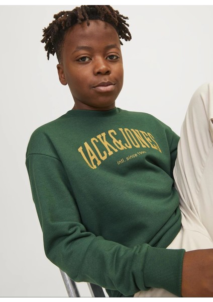 Baskılı Erkek Çocuk Koyu Yeşil Sweatshırt Jjejosh Sweat Crew Neck Noos Jnr fiyatları