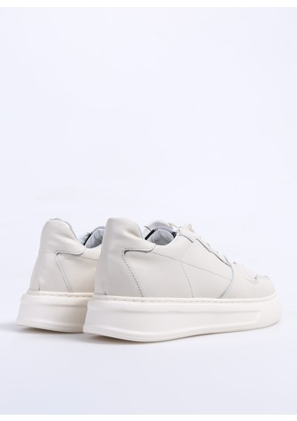 Ekru Erkek Deri Sneaker Aelı
