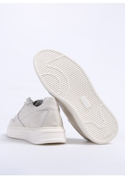 Ekru Erkek Deri Sneaker Aelı