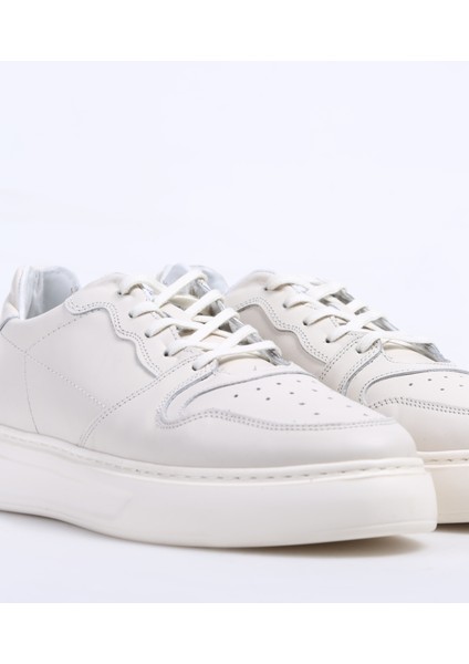 Ekru Erkek Deri Sneaker Aelı