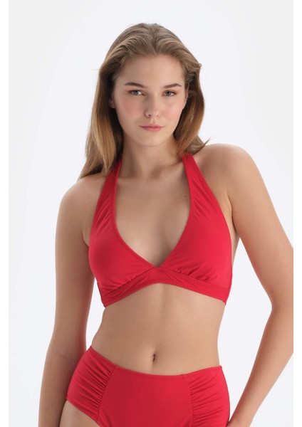 Kırmızı Üçgen Geniş Bikini Üst