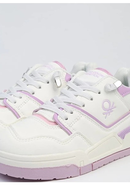 Beyaz - Lila Kadın Sneaker BNI-10082