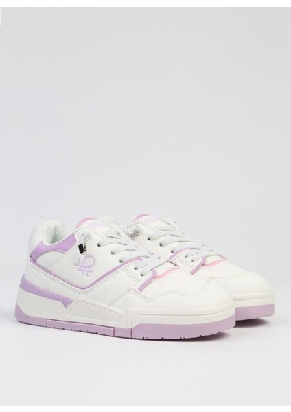 Beyaz - Lila Kadın Sneaker BNI-10082