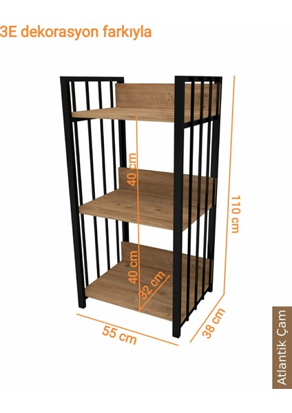 3E Dekorasyon Yapı Mutfak Dolabı Raflı Mikrodalga Mutfak Çok Amaçlı Düzenleyici Banyo Dolabı Kahve Köşesi Mdf 110CM