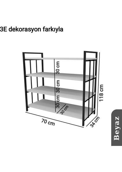 3E Dekorasyon Yapı Mutfak Dolabı Raflı Kiler Dolabı Çok Amaçlı Düzenleyici Ayakkabılık Kahve Köşesi Mdf 118 cm