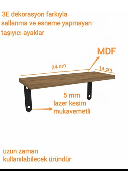 Ahşap Raf Duvar Rafı Uçan Raf Tekli Mdf