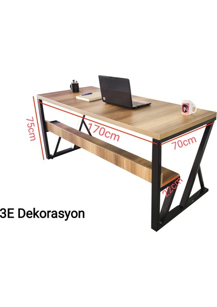 3E Dekorasyon Yapı Çalışma Masası Bilgisayar Masası Ofis Masası Makam Masası Patron Masası 70 x 170 x 75 cm Mdf