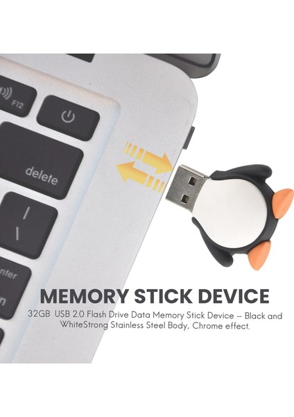 32GB Yenilik Sevimli Bebek Penguen USB 2.0 Flash Sürücü Veri Memory Stick Cihazı - Siyah Beyaz (Yurt Dışından)