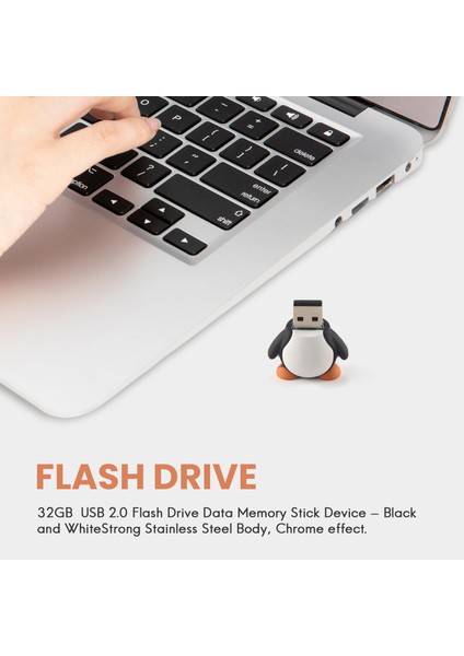 32GB Yenilik Sevimli Bebek Penguen USB 2.0 Flash Sürücü Veri Memory Stick Cihazı - Siyah Beyaz (Yurt Dışından)