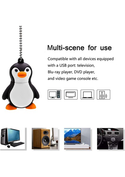 16GB Yenilik Sevimli Bebek Penguen USB 2.0 Flash Sürücü Veri Memory Stick Cihazı - Siyah Beyaz (Yurt Dışından)