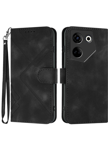 Tecno Camon 20 Için Kılıf Kart Yuvası Standlı Flip Cüzdan Pu Deri Manyetik Kapak (Yurt Dışından)