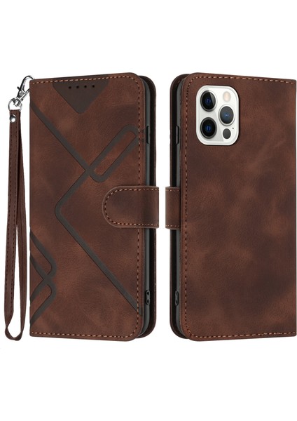 iPhone 12/12 Pro Için Kılıf Kart Yuvası Standlı Flip Cüzdan Pu Deri Manyetik Kapak (Yurt Dışından)