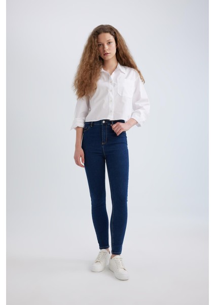 Jegging Yüksek Bel Bilek Boy Dar Paça Basic Düz Jean Pantolon B7498AX24SP