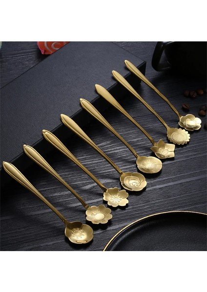 Gül Altın Tarzı Et Kiraz Çiçekleri Paslanmaz Çelik Çay Kahve Kaşığı Çay Kaşığı Dondurma Şeker Sofra Takımı Altın Mutfak Sofra Takımı (Yurt Dışından) indirimleri