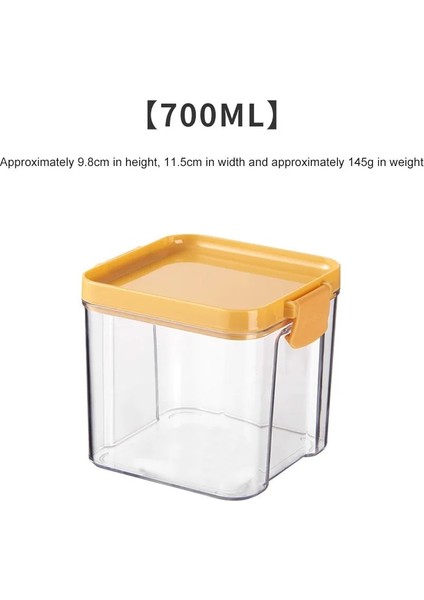 700ML Sarı Stil Plastik Mutfak Şeffaf Saklama Kutusu Mühürlü Kavanoz Tahıllar Fasulye Depolama Organizatör Gıda Kapları Buzdolabı Saklama Kutuları (Yurt Dışından)