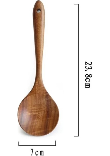 B Tarzı 1 Takım Doğal Ahşap Sofra Kaşık Pota Turner Uzun Pirinç Kevgir Çorba Skimmer Pişirme Kaşıkları Kepçe Mutfak Alet Seti 1 (Yurt Dışından)