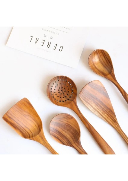 B Tarzı 1 Takım Doğal Ahşap Sofra Kaşık Pota Turner Uzun Pirinç Kevgir Çorba Skimmer Pişirme Kaşıkları Kepçe Mutfak Alet Seti 1 (Yurt Dışından) fırsatları