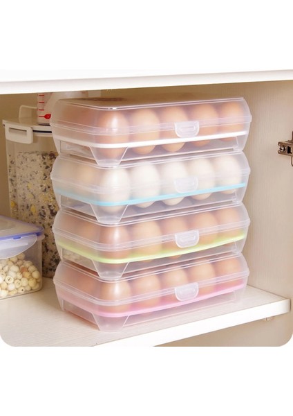 Mavi Stil Buzdolabı 15 Yumurta Saklama Kutusu Tutucu Darbeye Dayanıklı Plastik Şeffaf Gıda Taze Kutu Hava Geçirmez Dayanıklı Konteyner Vaka Yumurta Tepsisi (Yurt Dışından)