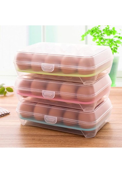 Mavi Stil Buzdolabı 15 Yumurta Saklama Kutusu Tutucu Darbeye Dayanıklı Plastik Şeffaf Gıda Taze Kutu Hava Geçirmez Dayanıklı Konteyner Vaka Yumurta Tepsisi (Yurt Dışından)