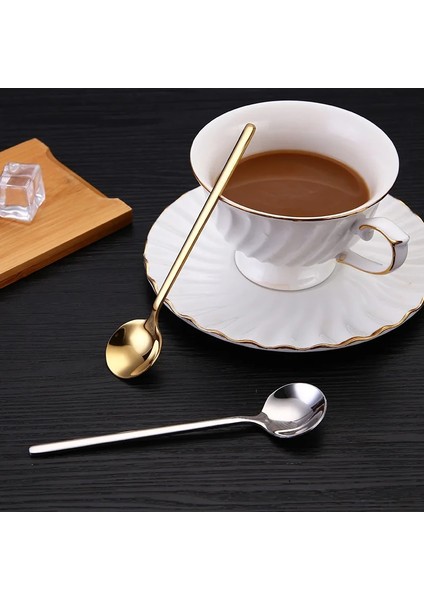 Siyah Kaşık Stili 13 cm 12 Adet Et Uzun Saplı Karıştırma Kaşığı Paslanmaz Çelik Çay Kahve Kaşığı Yuvarlak Şekil Kokteyl Karıştırma Kaşığı Renkli Dondurma Kaşığı (Yurt Dışından) modelleri