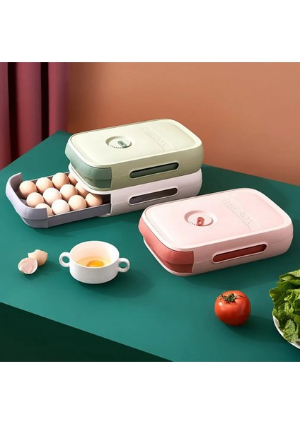 Mavi Stil 32X21X7.8CM Buzdolabı Yumurta Tutucu Mutfak Çekmecesi Organizatör Taze Tutma Yumurta Saklama Kutusu Büyük Kapasiteli Istiflenebilir Gıda Kabı Yumurta Kutusu (Yurt Dışından)