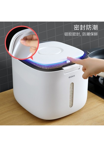 Gri Stil 10 Kedi Tutabilir 5kg Mutfak Koleksiyonu Nano Kova Böceklere Dayanıklı Neme Dayanıklı Pirinç Silindir Gıda Depolama Mühürlü Tahıl Ev Kutusu (Yurt Dışından) modelleri