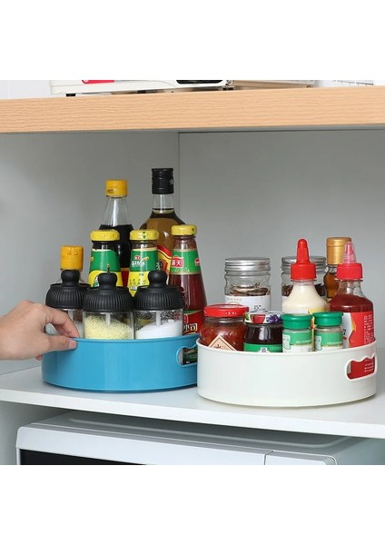 Mavi Stil 23X6.5CM 360 ° Yumuşatma Tepsisi Mutfak Saklama Kapları Çok Fonksiyonlu Kaymaz Depolama Tepsisi Yağ Tuz Sosu Depolama Rafı Saklama Kutusu (Yurt Dışından) modelleri