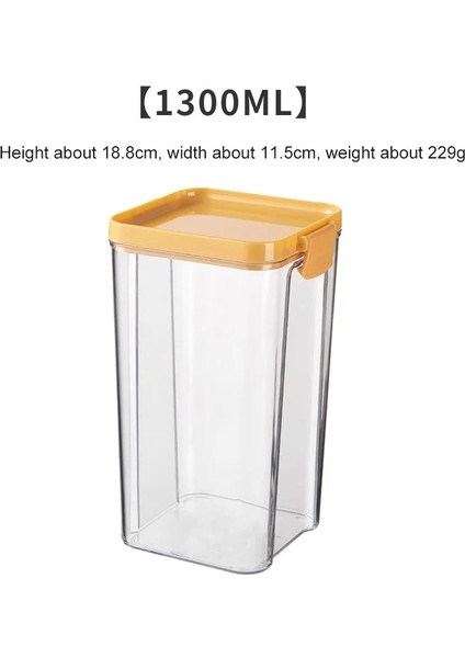 1300ML Sarı Stil ml Gıda Saklama Plastik Konteyner Mutfak Buzdolabı Şehriye Kutusu Tahıllı Saklama Kutusu Şeffaf Mühürlü Can (Yurt Dışından)