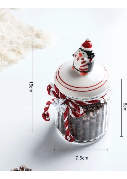 PENGUEN-300ML Stili Noel Yeni Yıl Hediye Depolama Kavanoz Noel Baba Kardan Adam Şeker Tankı Çikolatalı Kurabiye Kutusu Kapaklı Mühürlü Depolama Şişe Konteyner (Yurt Dışından)