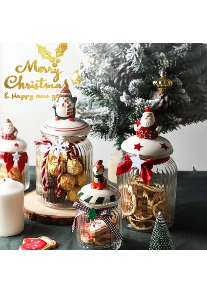 PENGUEN-300ML Stili Noel Yeni Yıl Hediye Depolama Kavanoz Noel Baba Kardan Adam Şeker Tankı Çikolatalı Kurabiye Kutusu Kapaklı Mühürlü Depolama Şişe Konteyner (Yurt Dışından) fiyatları