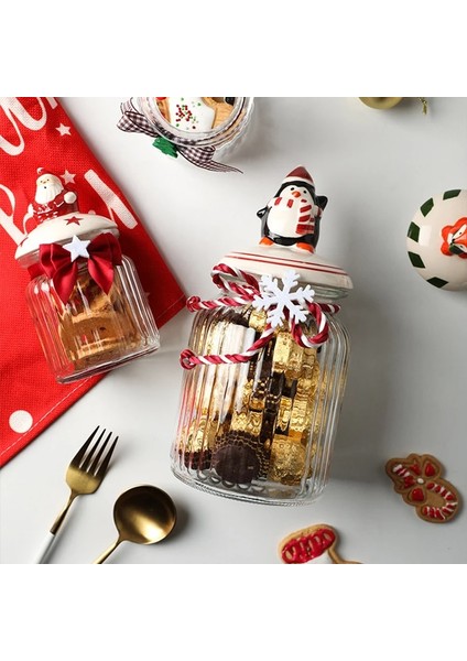 PENGUEN-300ML Stili Noel Yeni Yıl Hediye Depolama Kavanoz Noel Baba Kardan Adam Şeker Tankı Çikolatalı Kurabiye Kutusu Kapaklı Mühürlü Depolama Şişe Konteyner (Yurt Dışından) modelleri