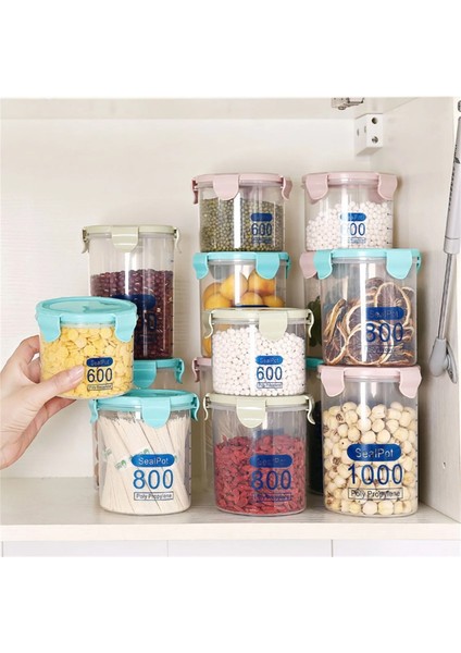 Açık Mavi Tarzı 1000ML ml Gıda Saklama Kapları Mutfak Somun Hububat Organizatör Kavanozları Plastik Taze Sızdırmazlık Sızdırmaz Aperatif Kutusu Şişeleri (Yurt Dışından) fiyatları