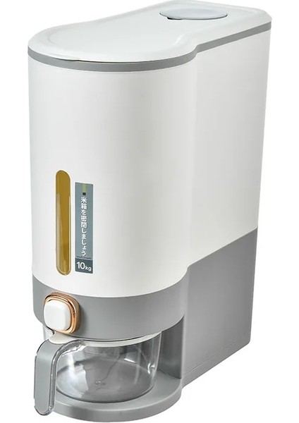 Gri Stil 5kg Pres Tipi Otomatik Pirinç Kovası Ev Böcek Korumalı Nem Korumalı Mühürlü Tank Pirinç Tankı Mutfak Pirinç Saklama Kutusu (Yurt Dışından)