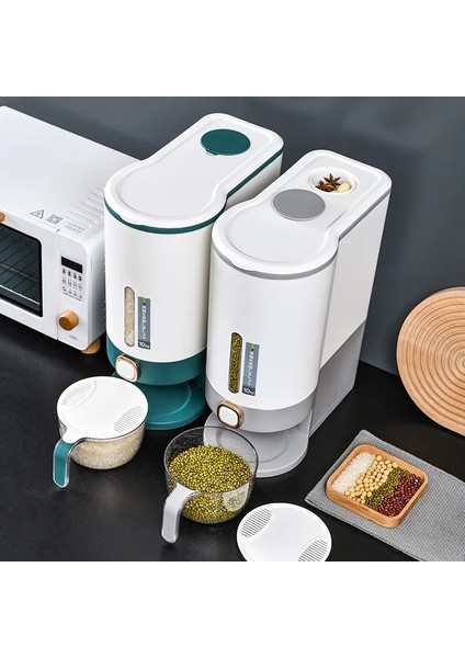 Gri Stil 5kg Pres Tipi Otomatik Pirinç Kovası Ev Böcek Korumalı Nem Korumalı Mühürlü Tank Pirinç Tankı Mutfak Pirinç Saklama Kutusu (Yurt Dışından) indirimleri