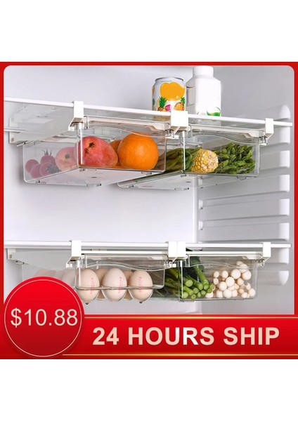 B Tarzı Plastik Şeffaf Buzdolabı Organizatör Raf Altında Slayt Çekmece Kutusu Raf Tutucu Buzdolabı Çekmecesi Mutfak Meyve Gıda Saklama Kutusu (Yurt Dışından) fiyatları