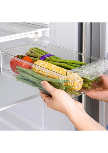 B Tarzı Plastik Şeffaf Buzdolabı Organizatör Raf Altında Slayt Çekmece Kutusu Raf Tutucu Buzdolabı Çekmecesi Mutfak Meyve Gıda Saklama Kutusu (Yurt Dışından) indirimleri