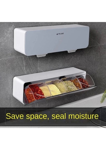 Gri Stil Baharat Kutusu Mutfak Malzemeleri Bir Adet Çok Izgaralı Baharat Kavanoz Kombinasyonu Dört Izgaralı Duvara Monte Tuz Şekeri Msg Depolama Baharat Kutuları (Yurt Dışından) modelleri