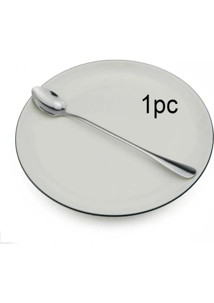 1 Adet Gümüş Tarzı Renkli Uzun Saplı Çay Kaşığı Suyu Kahve Karıştırma Çatal Bıçak Takımı Paslanmaz Çelik Kaşık Dondurma Tatlı Kaşığı Mutfak Aksesuarları (Yurt Dışından)